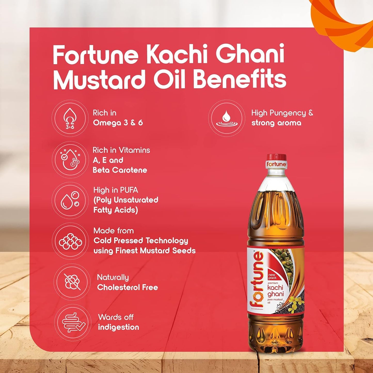 Fortune Premium Kachi Ghani Pure Mustard Oil, 1Litre PET Bottle – Ahuja ...